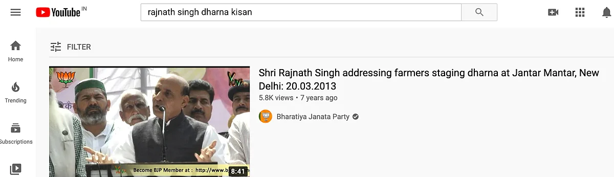 Rajnath Singh Supporting Farmers’ Protest? No, the Video Is Old