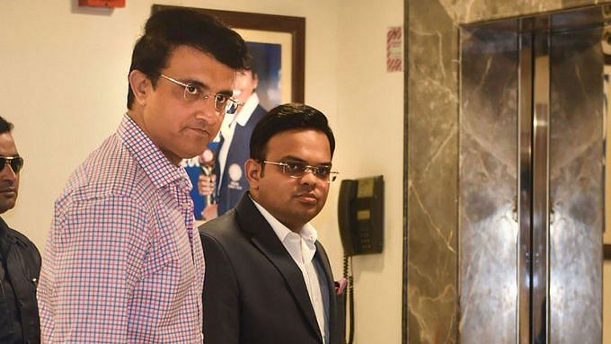 President Sourav Ganguly and Secretary Jay Shah at the BCCI Office.&nbsp;