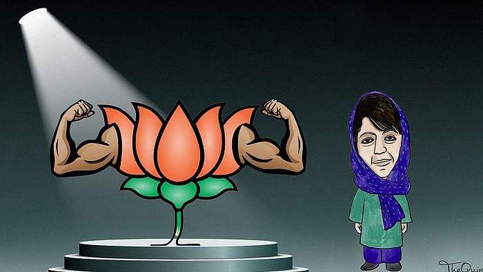 Artist’s impression of BJP symbol and Mehbooba Mufti (R) used for representational purposes.