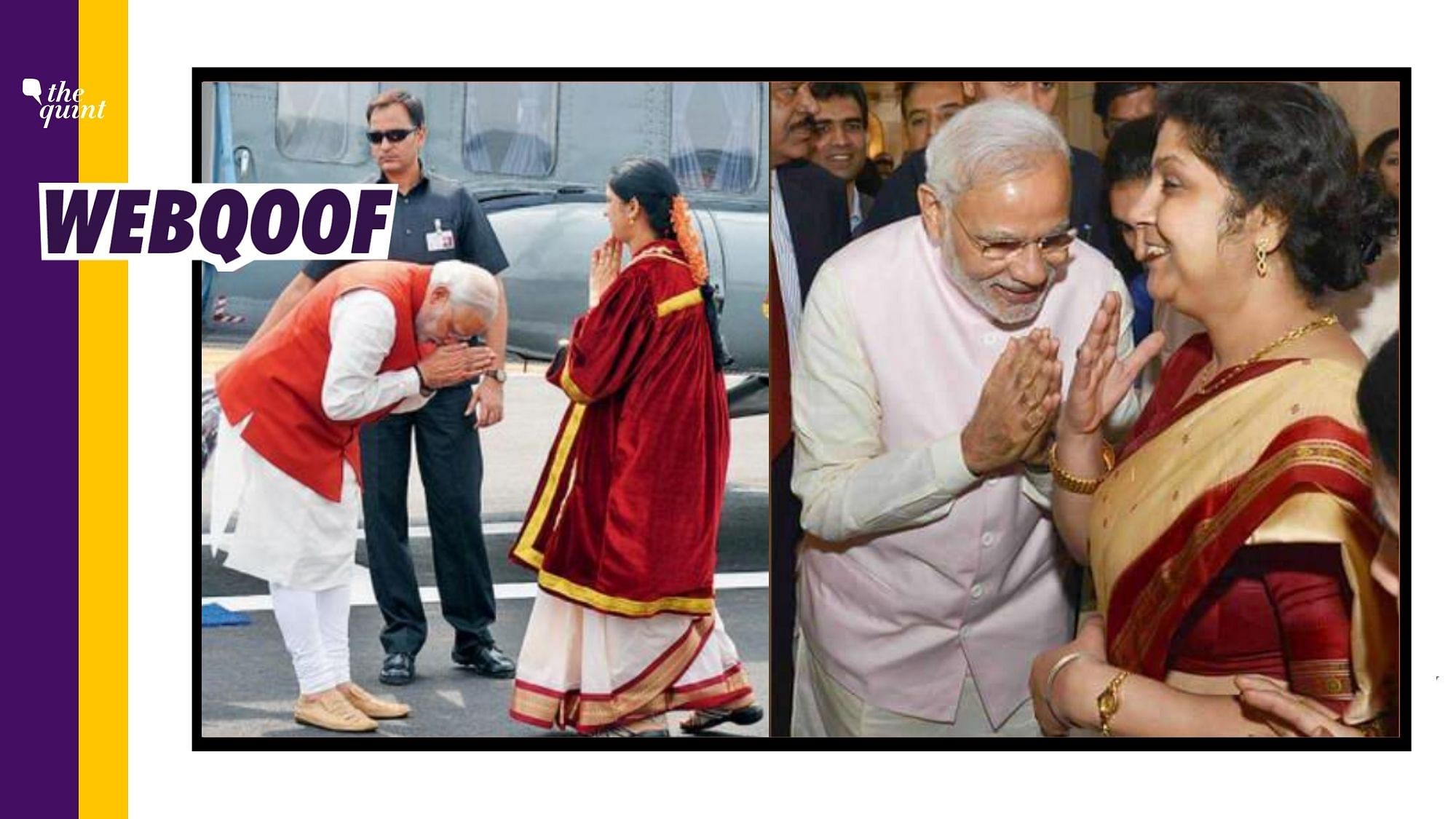 Social media users falsely claimed that the viral images show Prime Minister Narendra Modi greeting Gautam Adani’s wife, Priti Adani.