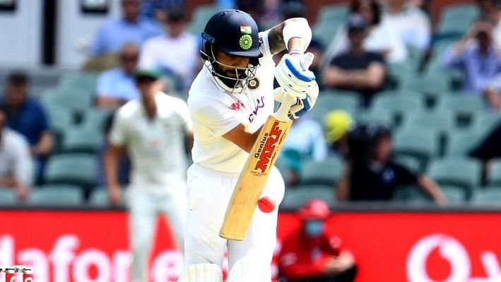 Virat Kohli bats in the first innings of the Adelaide Test against Australia.&nbsp;