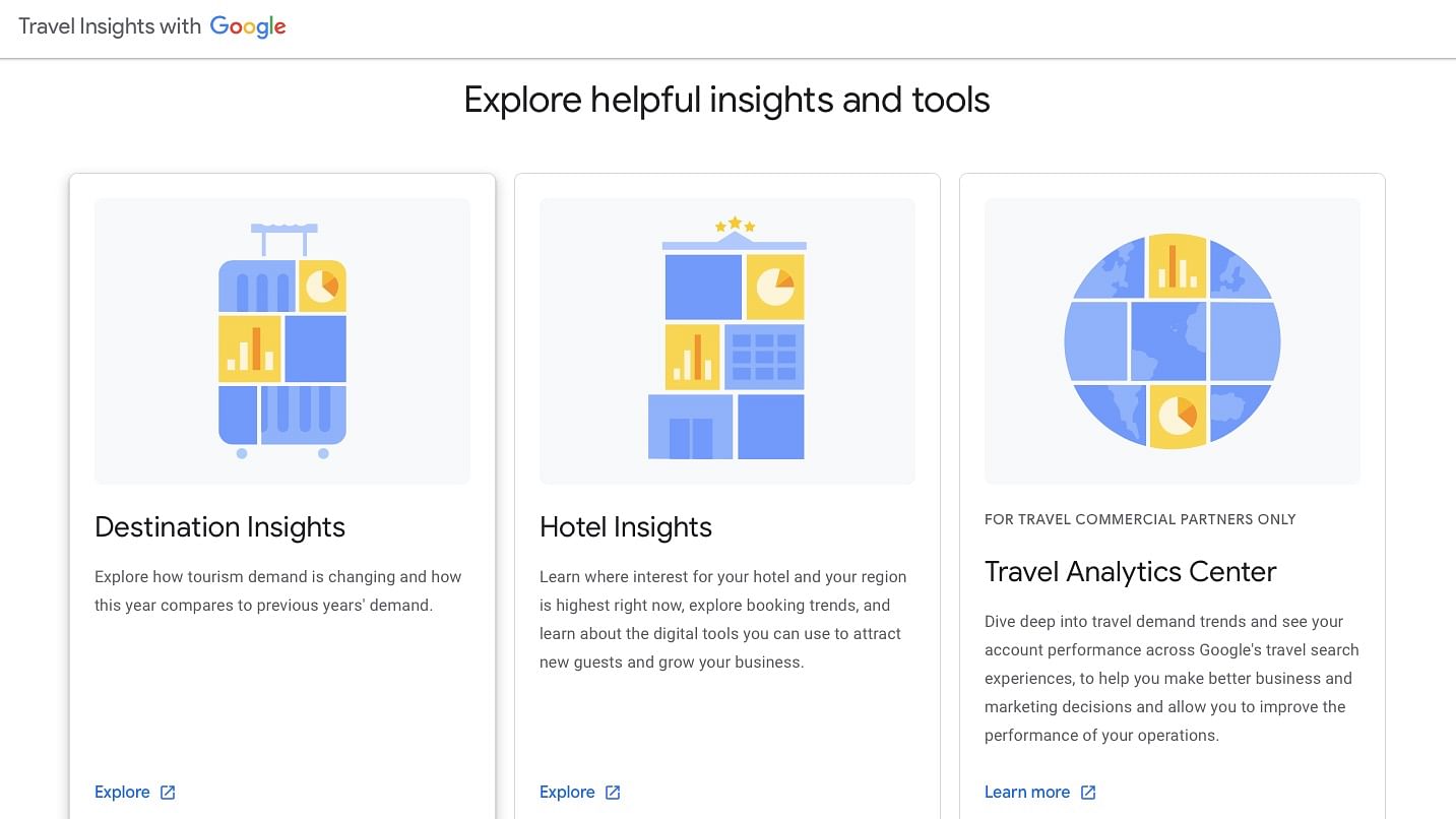 Travel Insights with Google: The new website will help better understand pent-up travel demand and leverage insights from these tools for businesses to position themselves for recovery.
