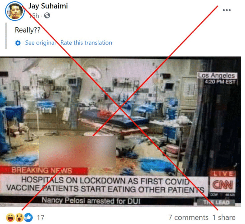 A morphed screenshot of CNN, seemingly intended as satire, is being circulated on social media to make false claims.