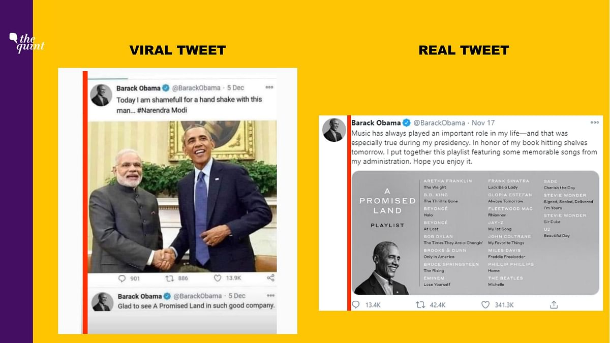 The viral screenshot contained a morphed tweet falsely attributed to President Obama.
