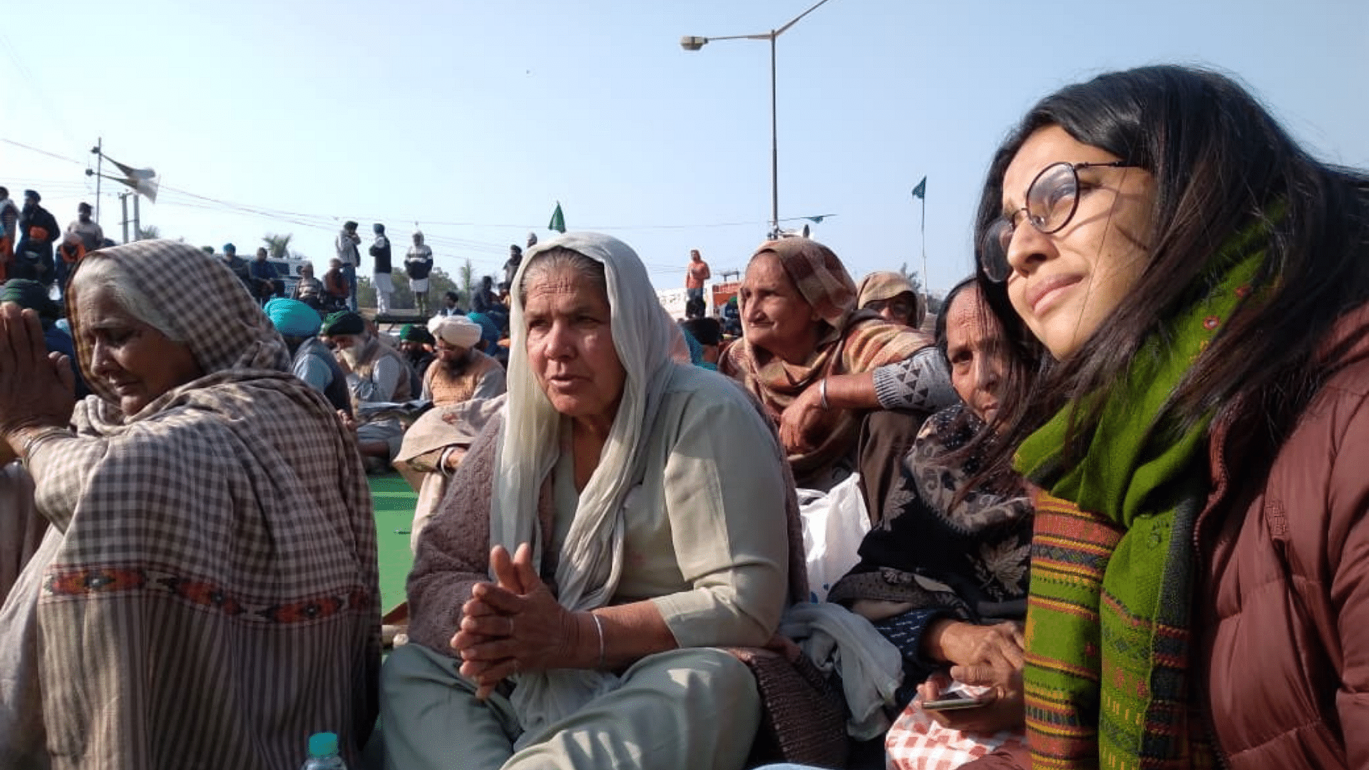 Actor Swara Bhasker at the farmers' protest in Delhi.