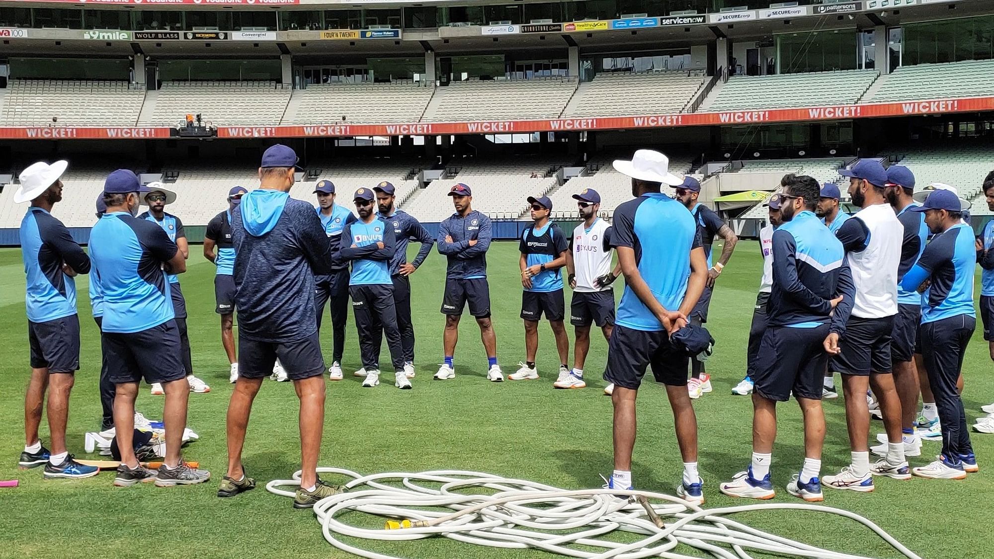 Team India at a training session at the Melbourne Cricket Ground.