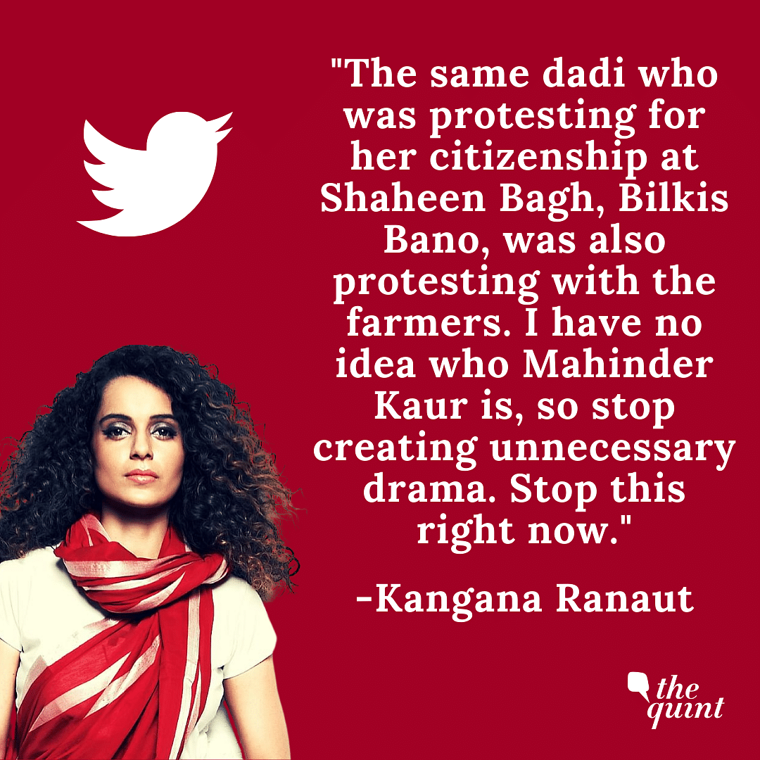 Kangana had earlier falsely claimed that Shaheen Bagh's Bilkis Dadi was being paid to protest.