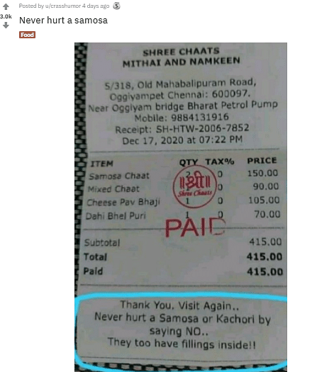 This quirky message by an Indian restaurant has several social media users reacting.