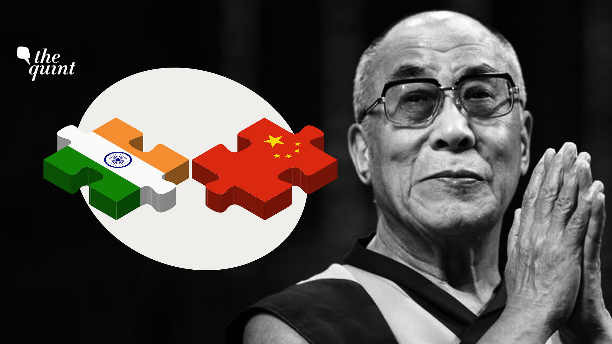 Image of The Dalai Lama, India &amp; China’s flags used for representational purposes.