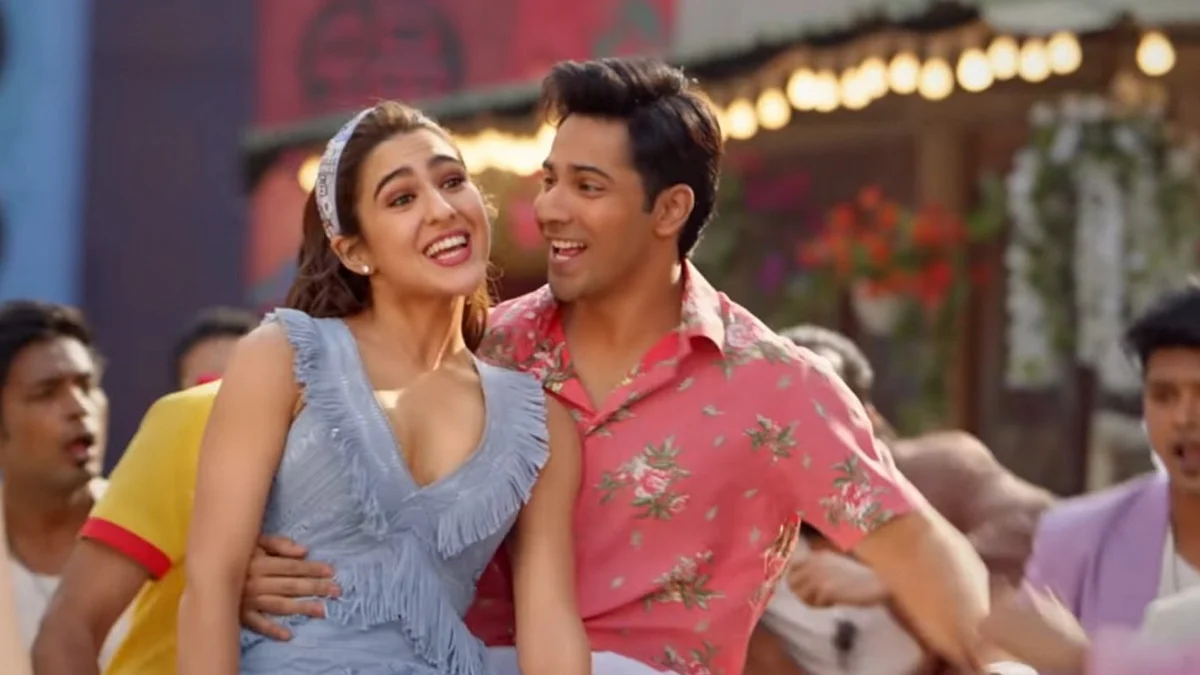 Varun Dhawan romances Sara Ali Khan in '<i>Mirchi Lagi Toh</i>' from <i>Coolie No 1</i>.
