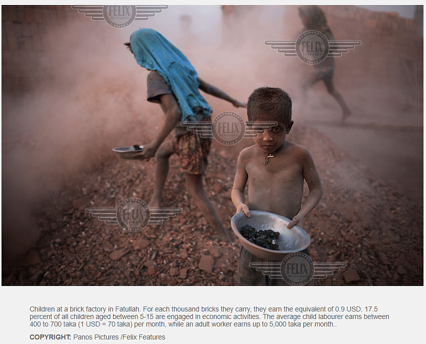 The image is from Bangladesh and was taken by photographer GMB Akash while he was documenting child labour there.