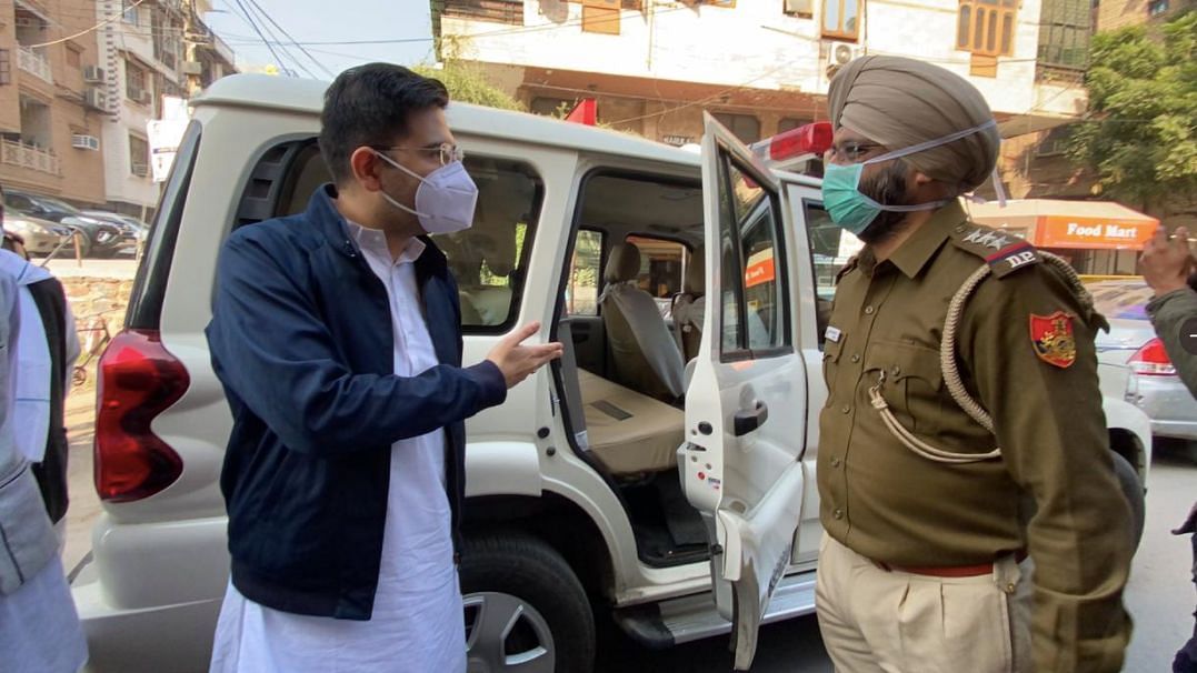 AAP MLA Raghav Chadha along with several others was detained by Delhi Police on Sunday.