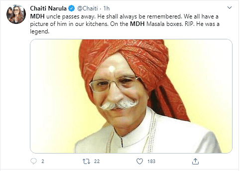 ‘Mahashay’ Dharmpal Gulati was 98 years old at the time of death.