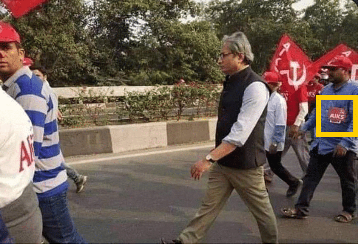 Image of Ravish Kumar From 2018 Kisan March Rally Shared as Recent