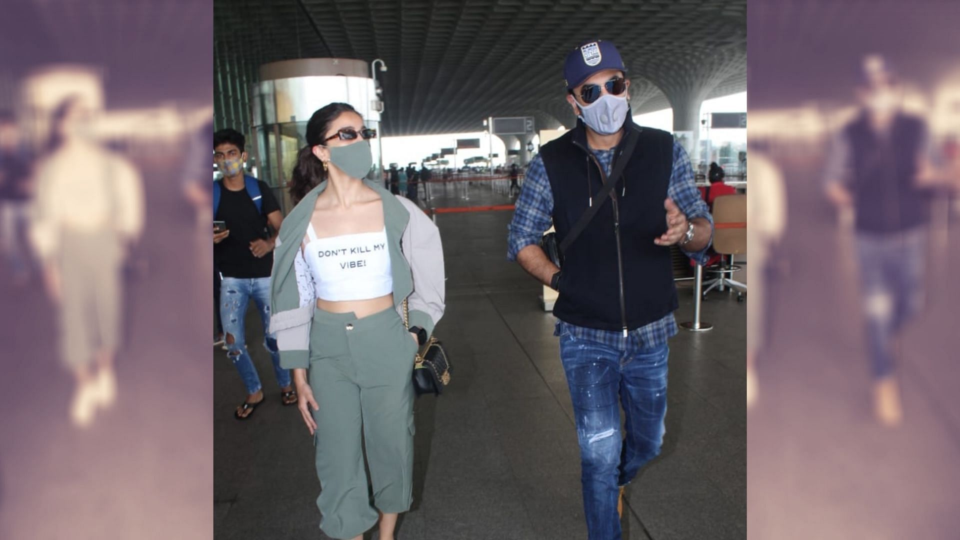 Alia Bhatt and Ranbir Kapoor at Mumbai airport.