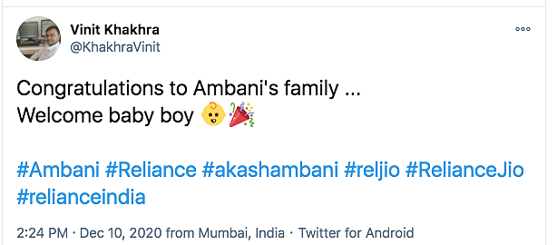 Akash & Shloka Ambani Become Parents to a Boy