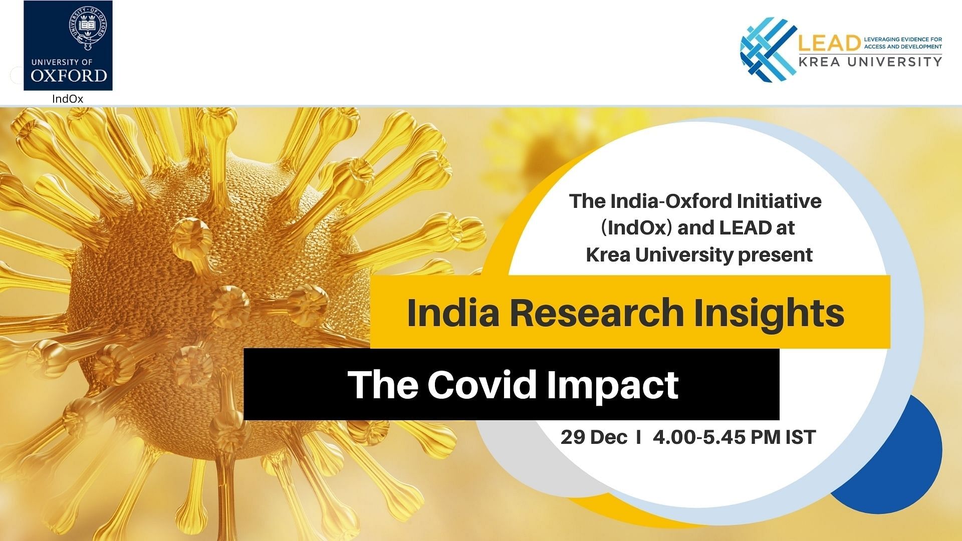 India-Oxford Initiative and LEAD at Krea University present&nbsp; ‘India Research Insights – The COVID Impact’