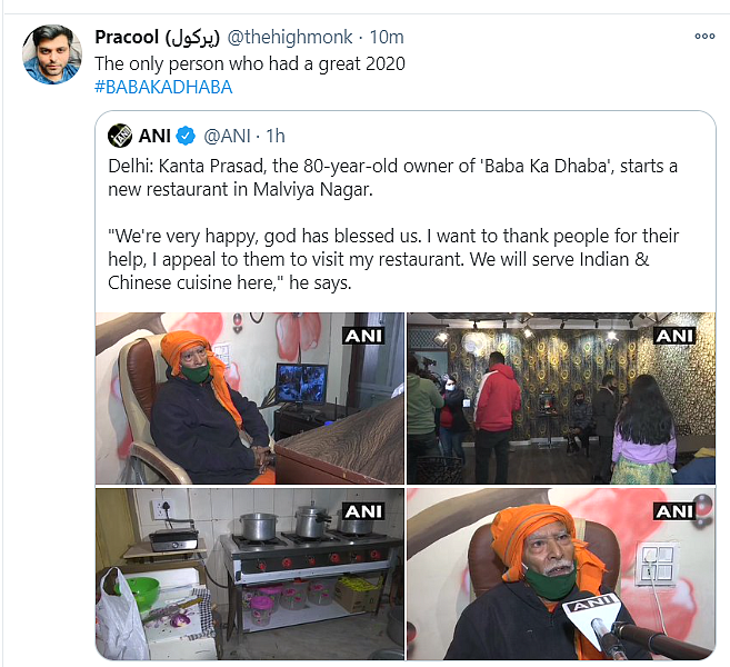 ‘Baba Ka Dhaba’ Owner Starts Own Restaurant, Twitter Reacts