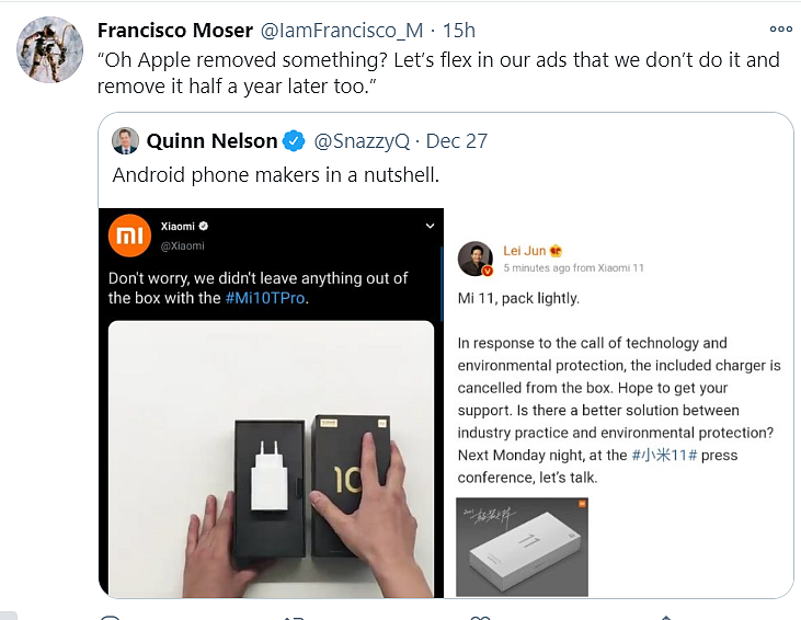 Xiaomi Mocks Apple for No Charger, Gets Trolled for Doing the Same
