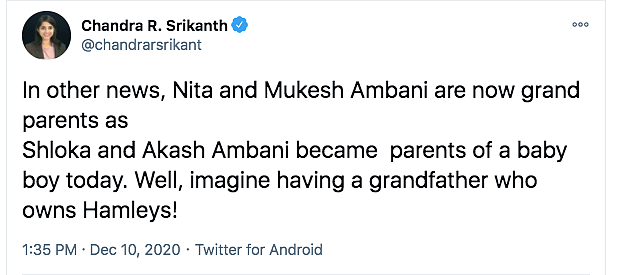 Akash & Shloka Ambani Become Parents to a Boy