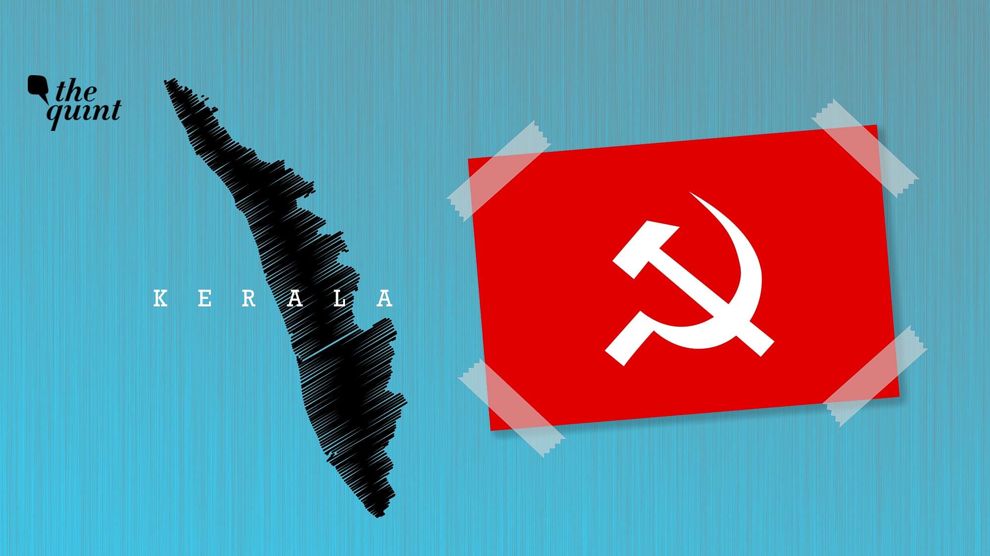 Image of Kerala map and LDF party symbol used for representation.