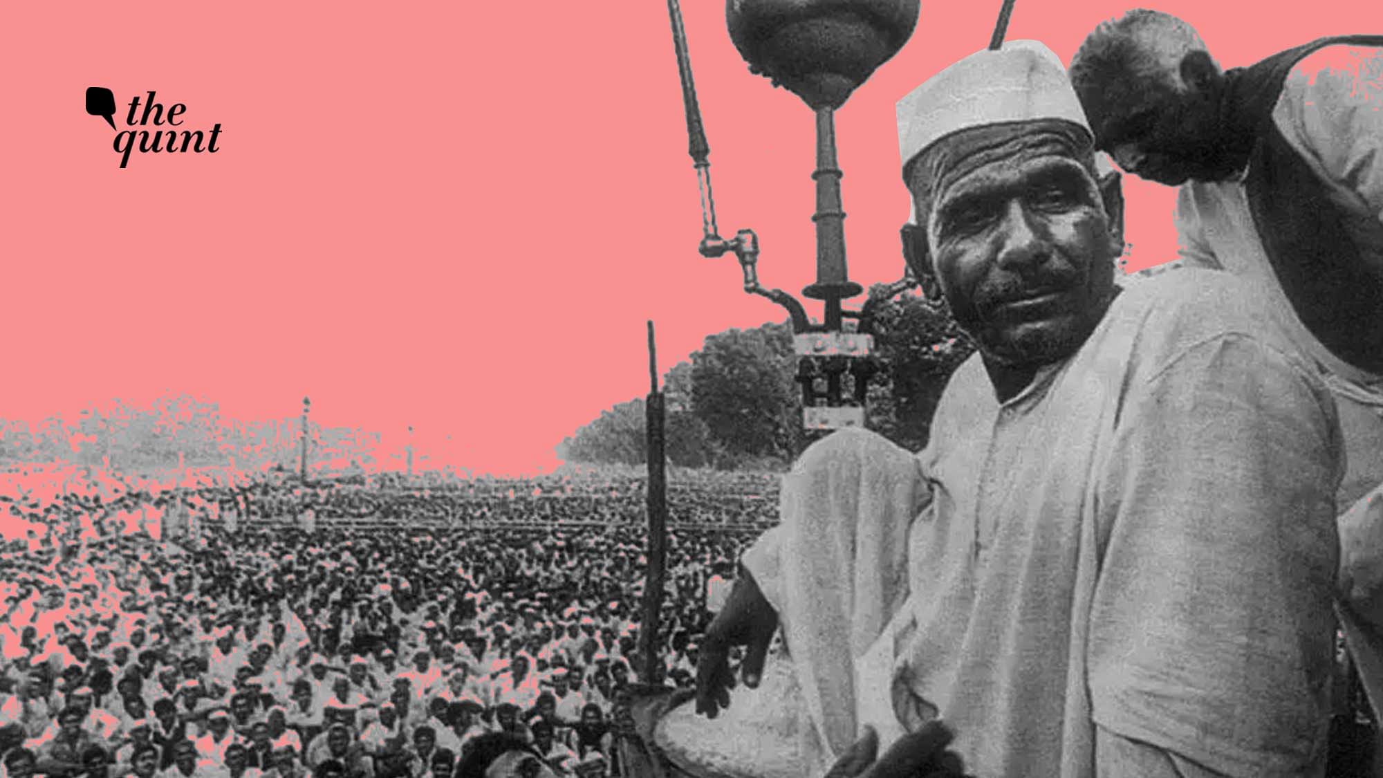 Image of iconic leader Mahendra Singh Tikait at a farmers’ movement over 30 years ago. Image used for representational purposes.