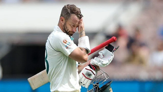 Matthew Wade walks back after being dismissed in Melbourne. 