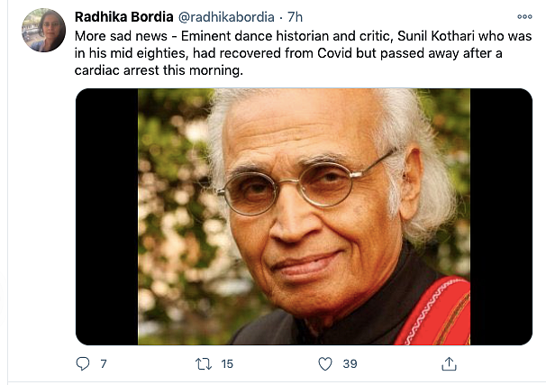 Dance Historian & Padma Shri Awardee Sunil Kothari Passes Away
