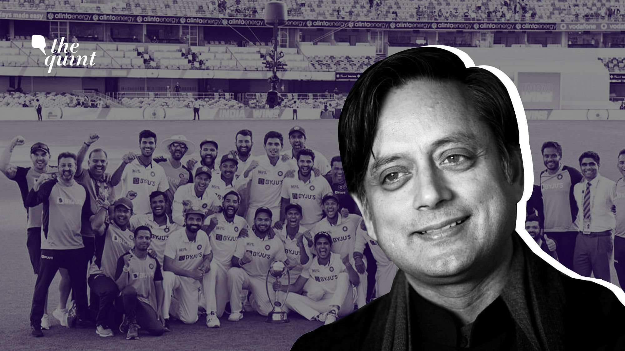 Image of Dr Shashi Tharoor, and the victorious Indian cricket team at The Gabba, Brisbane, Australia, in the background, used for representational purposes.