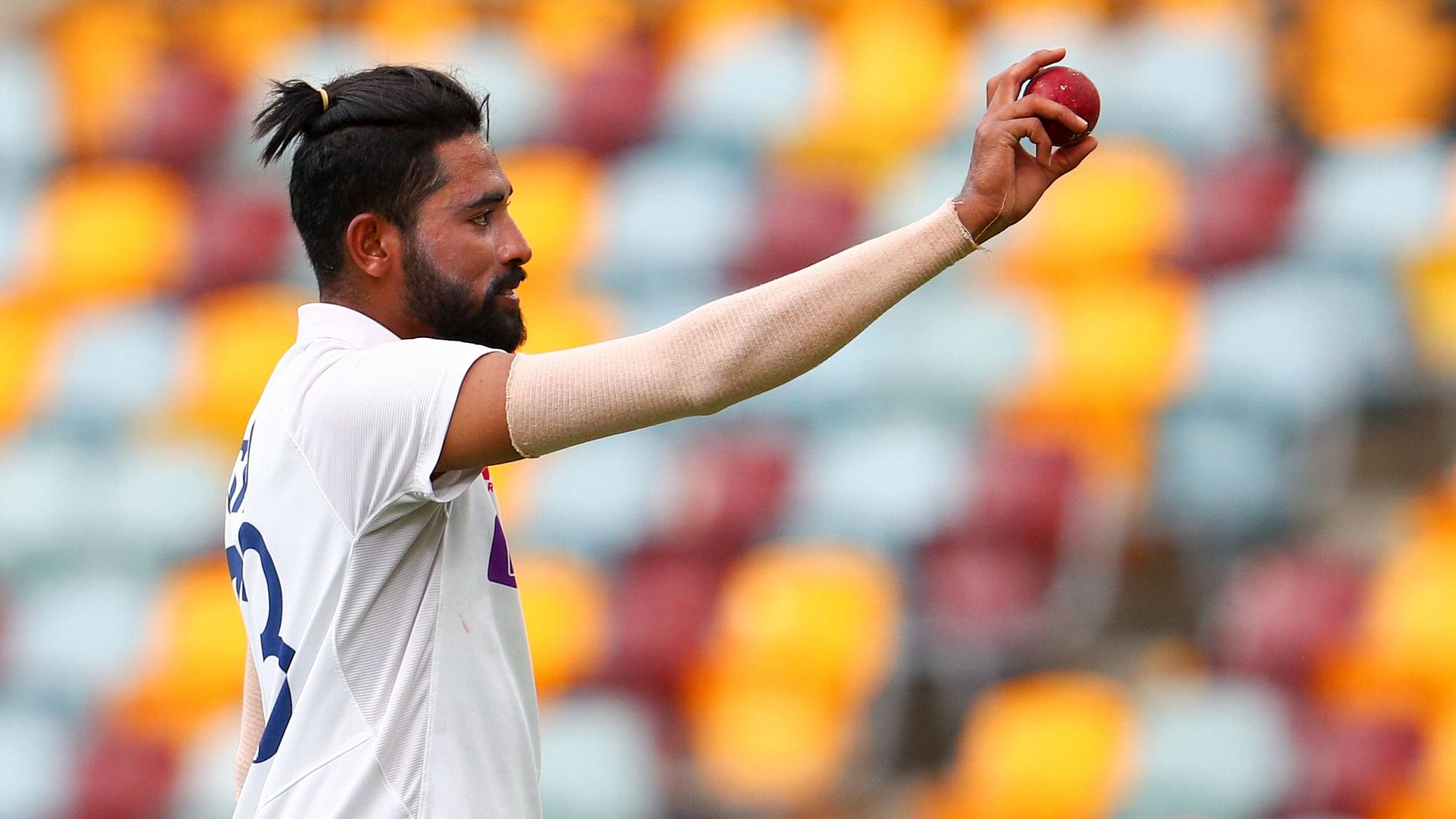 Mohammed Siraj celebrates his maiden five-wicket haul in Test cricket.&nbsp;