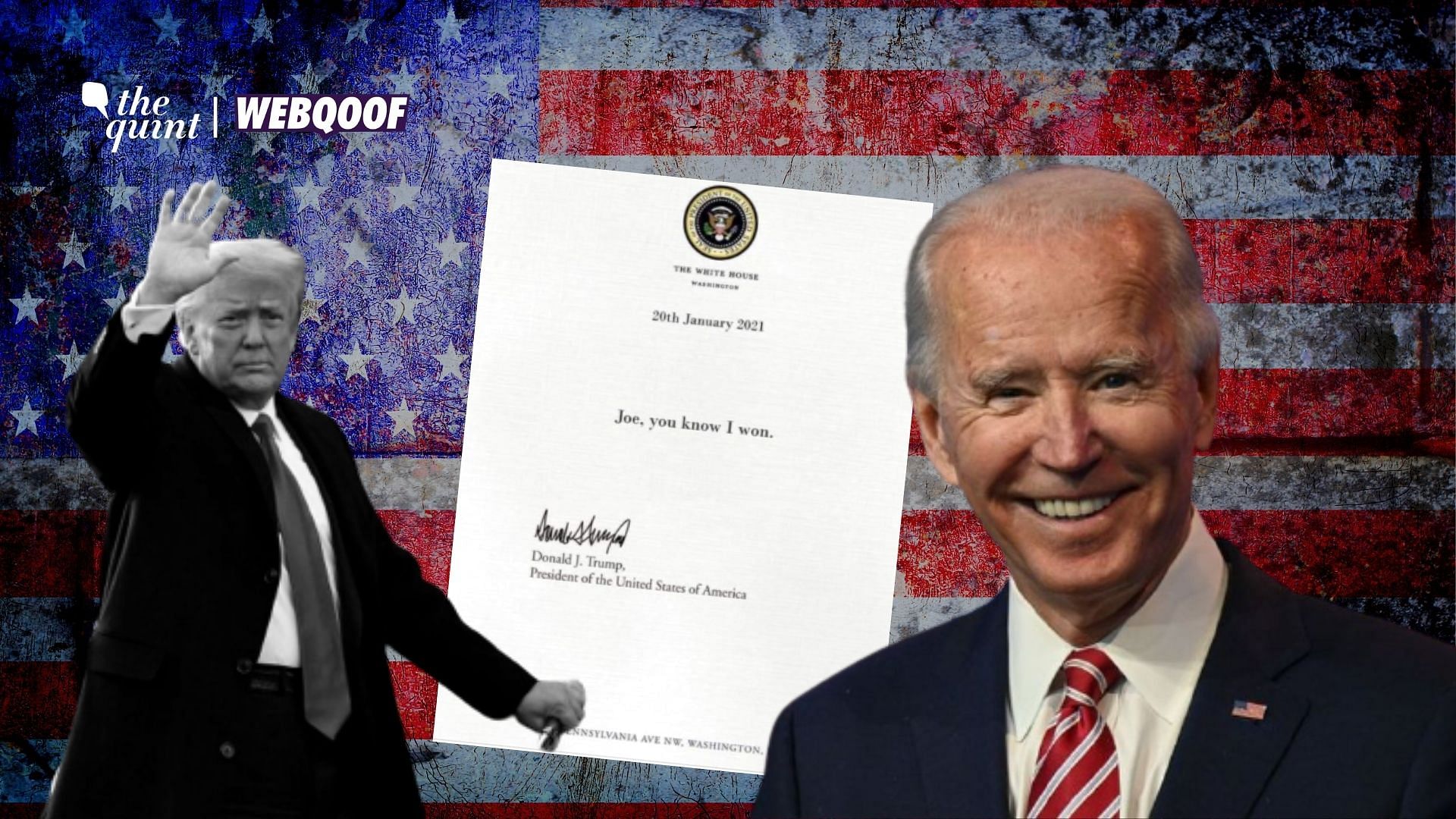 A fake letter purportedly signed by former President Donald Trump and addressed to Joe Biden is doing the rounds on social media. Image used for representation.&nbsp;