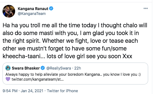 Kangana Ranaut and Swara Bhasker got into a banter recently. 