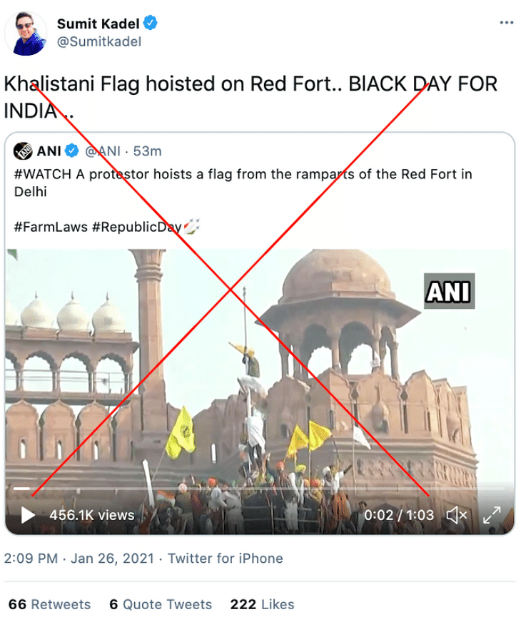 Visuals and reporters on the ground confirmed that the flags that were raised were not Khalistan ones.