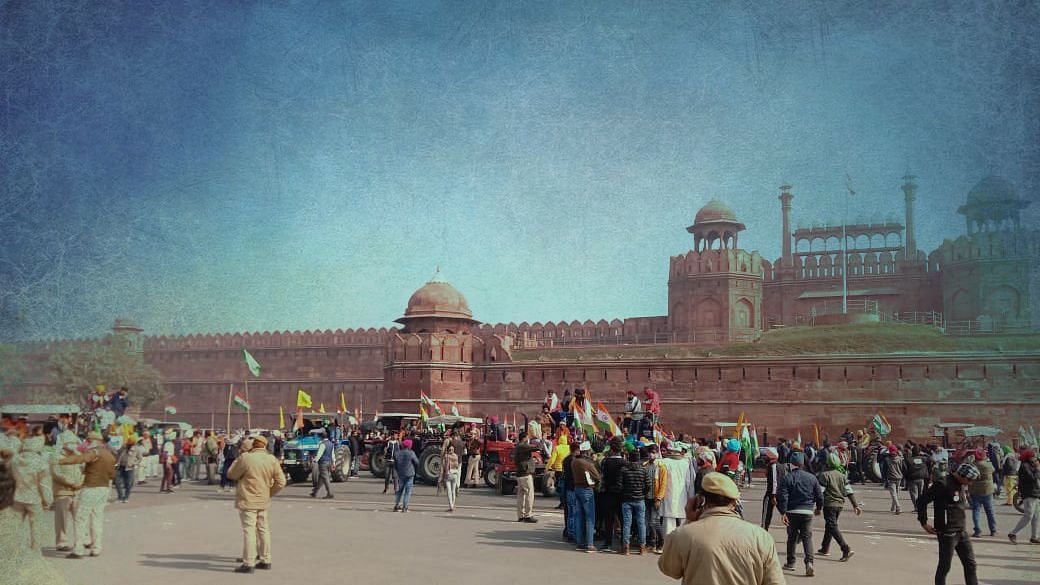 Image of Red Fort protests on 26 January 2021