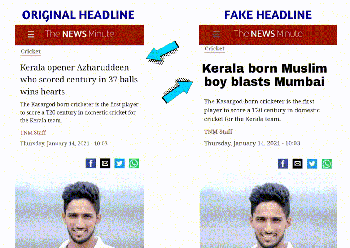 The original article carries the headline, ‘Kerala opener Azharuddeen who scored century in 37 balls wins hearts’.