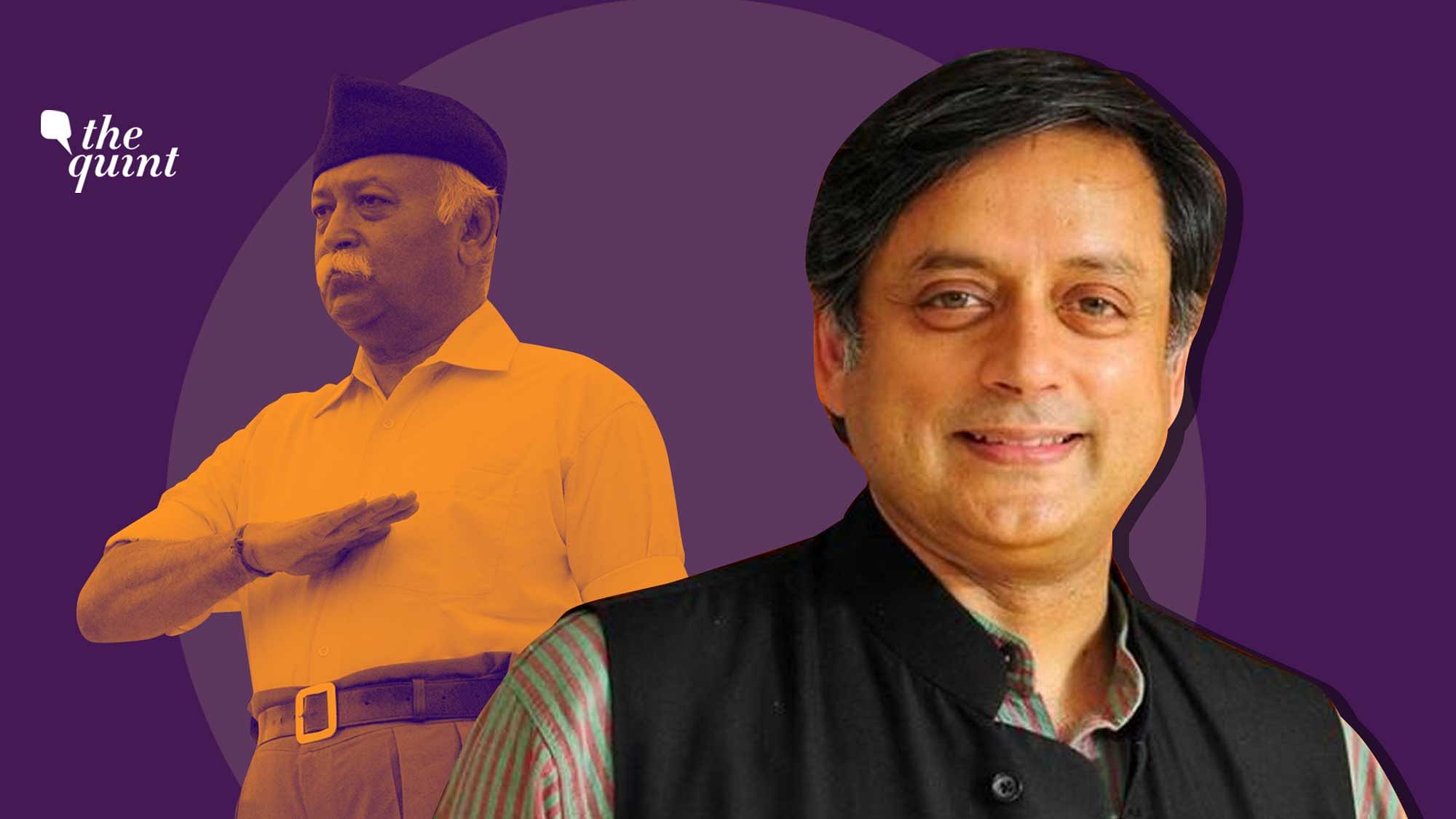 Image of RSS Chief Mohan Bhagwat (L) and Congress leader Dr Shashi Tharoor (R) used for representational purposes.