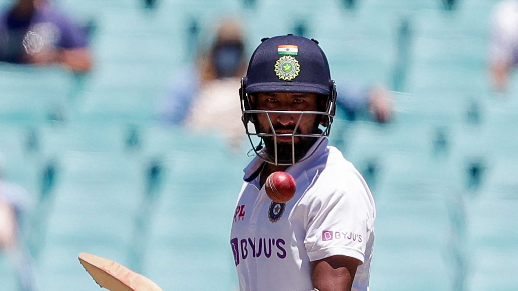 Cheteshwar Pujara batting during the Sydney Test.