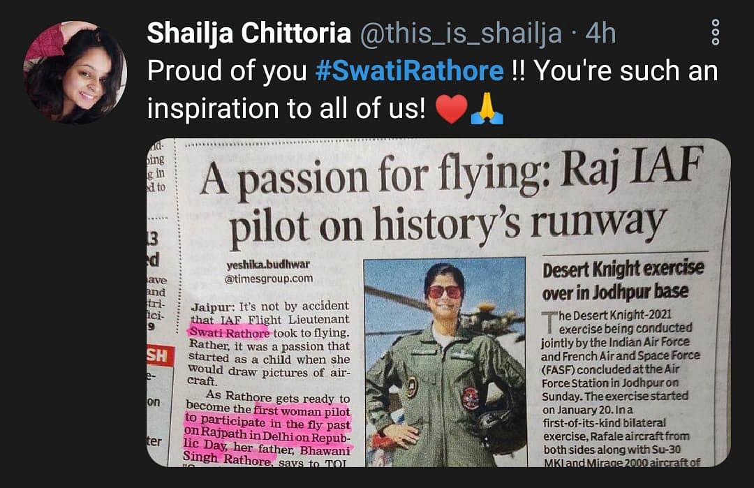 She will be the first woman to lead the flypast in the Republic Day parade.