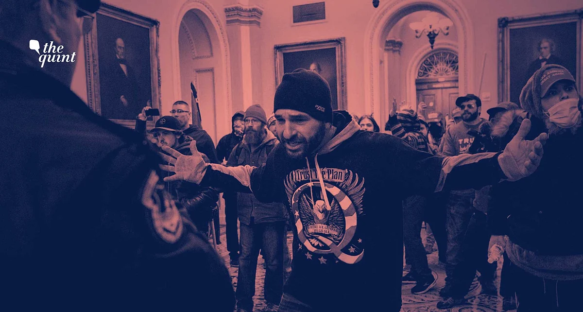 Supporters of President Donald Trump are confronted by Capitol Police officers outside the Senate Chamber at the Capitol, Wednesday, 6 January 2021 in Washington. Stylised image used for representational purposes. 