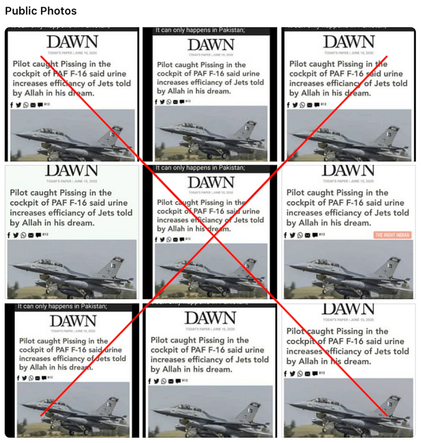 Dawn’s Article on ‘F-16 Pilot Urinating in Cockpit’ Is Fake!