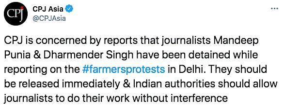 Mandeep Punia, a freelancer with The Caravan, was on an assignment to cover the ongoing farmers’ protest at Singhu. 