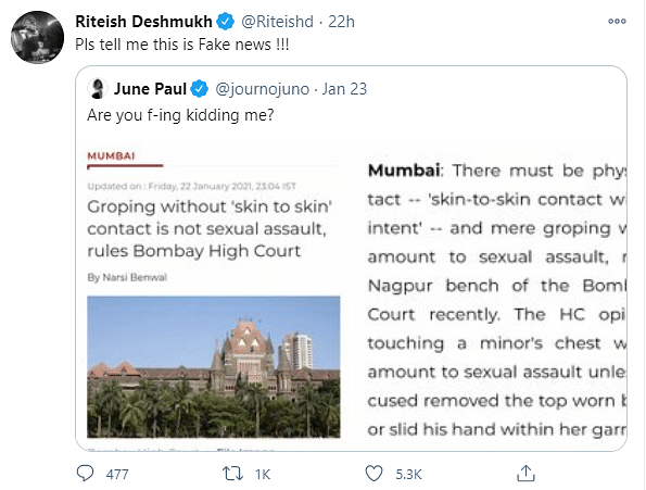 Justice Pushpa Ganediwala's judgement has caused quite a stir on the internet.
