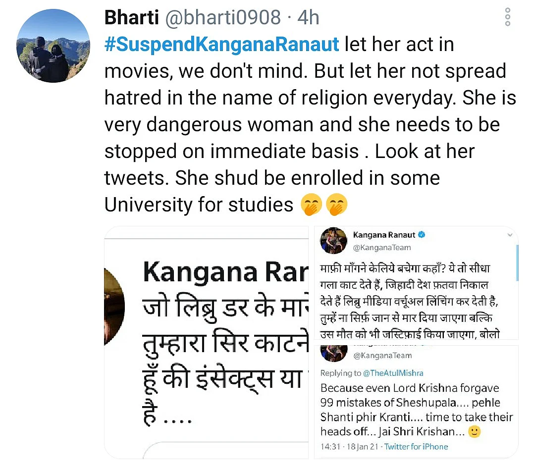 Twitterati Lobbies for Suspension of Kangana Ranaut’s Account