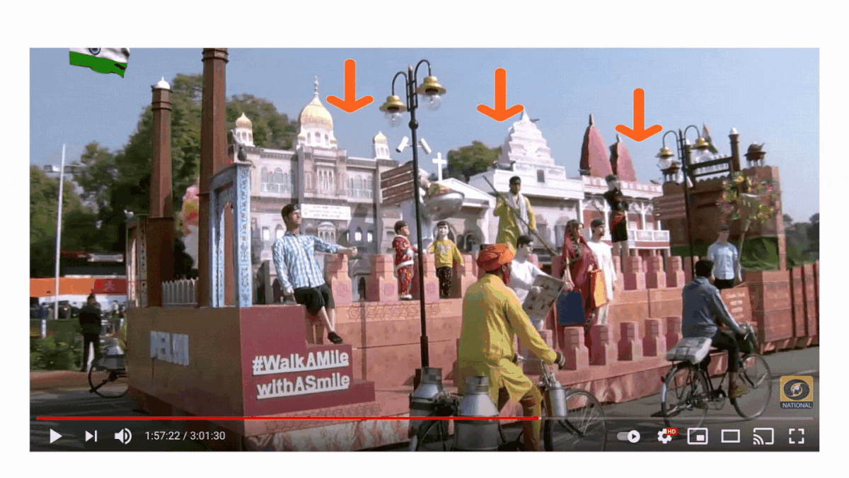 Clipped video was shared by many, including actor Kangana Ranaut, to claim that Delhi’s tableau only played azaan.