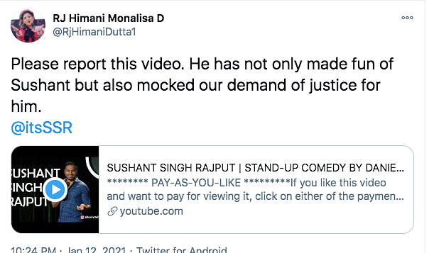 The Mumbai-based stand up comedian recently spoke about the 'witch-hunt' following Sushant's death.