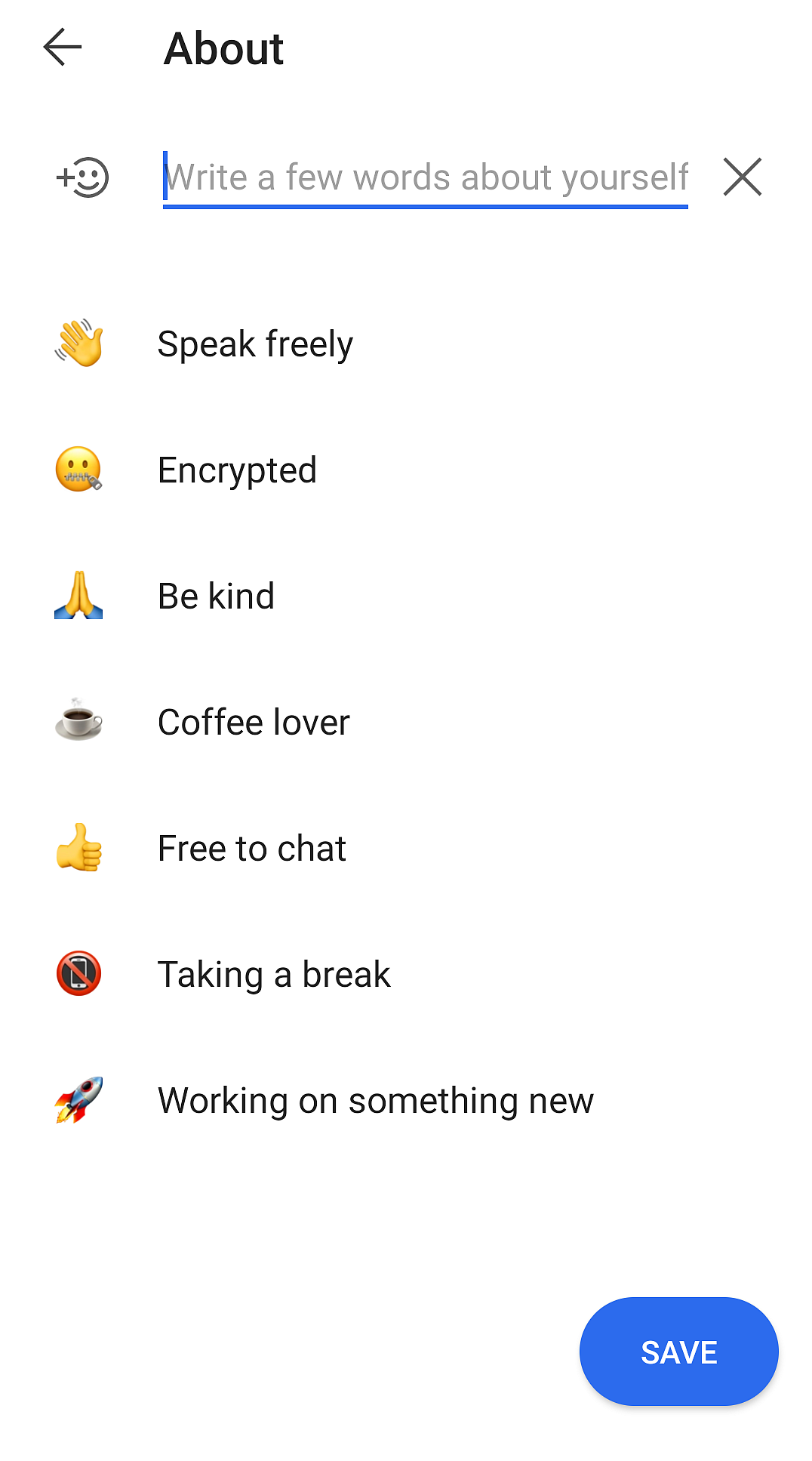 Signal Beta Mode ‘About’ feature