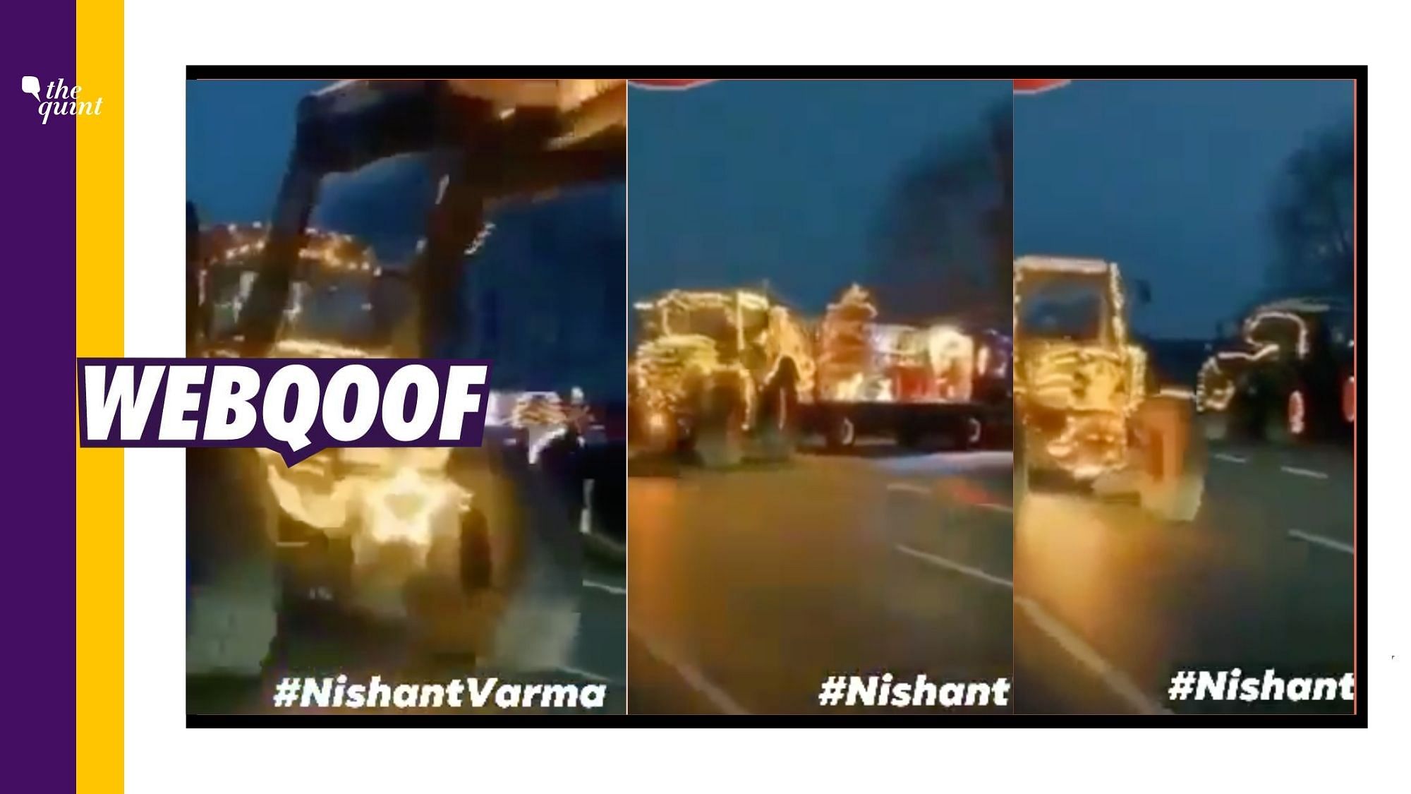A viral video showing vehicles carrying Christmas-related decorations was falsely linked to the ongoing farmers’ agitation.