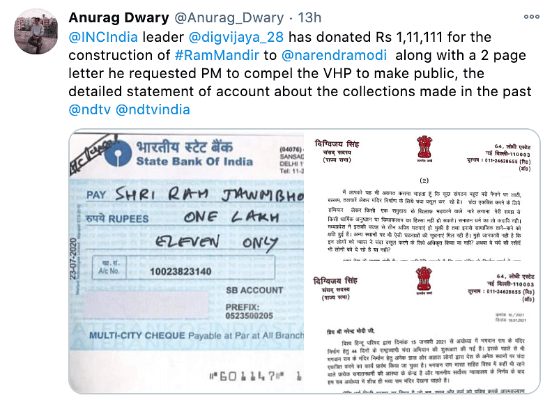 Singh has sent the cheque to PM Modi and asked him to deposit it into the “appropriate account”.