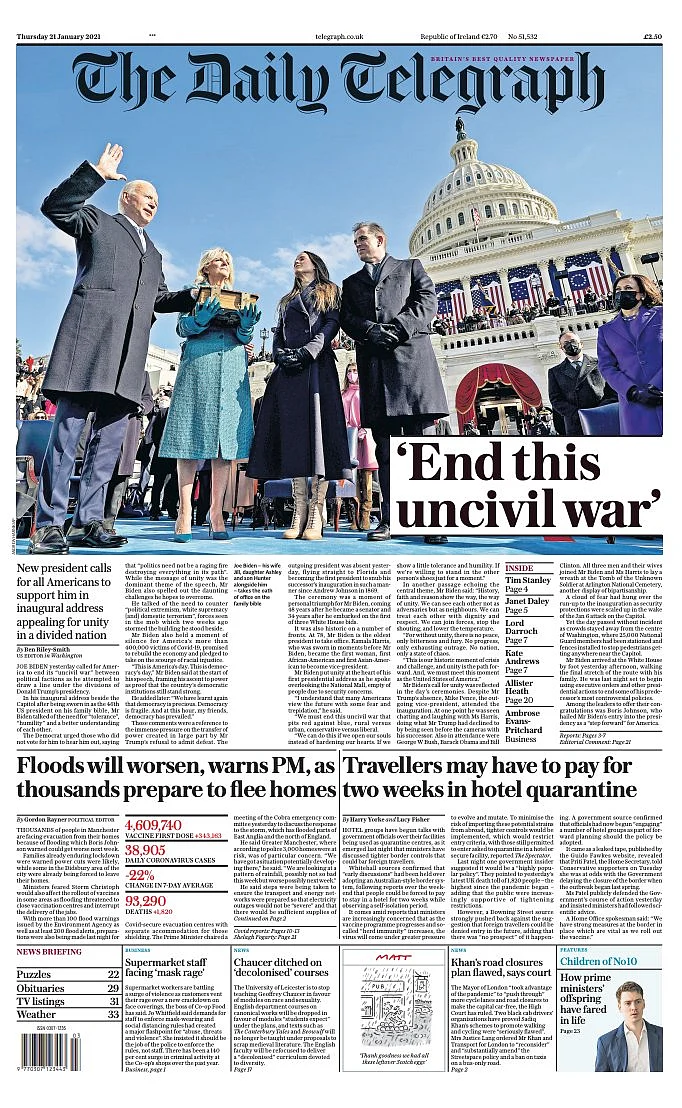 ‘Democracy Has Prevailed’: How Dailies Reported Biden Inauguration