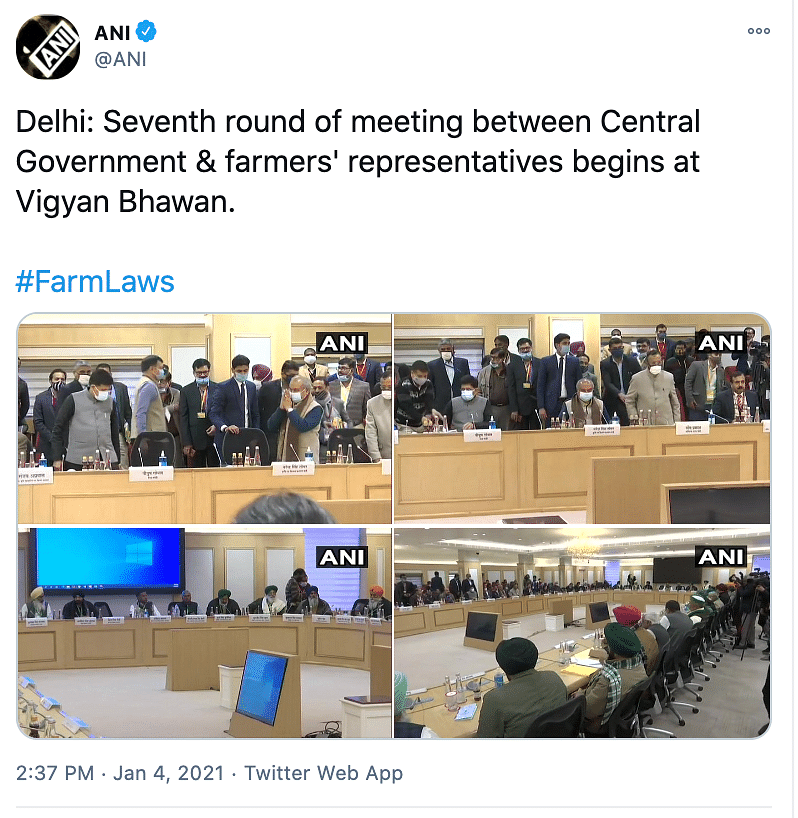  The next round of talks between Centre and farmers’ leaders after Monday will be held at 2 pm on Friday, 8 January.